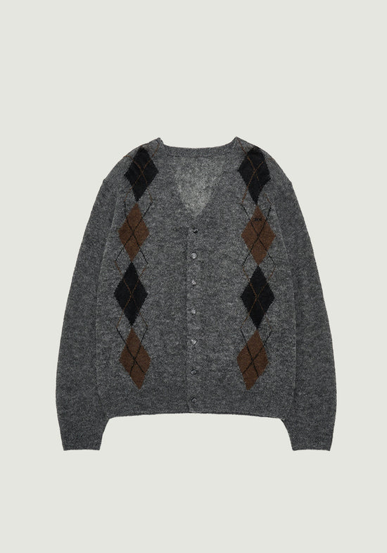 UNA ARGYLE V-NECK CARDIGAN