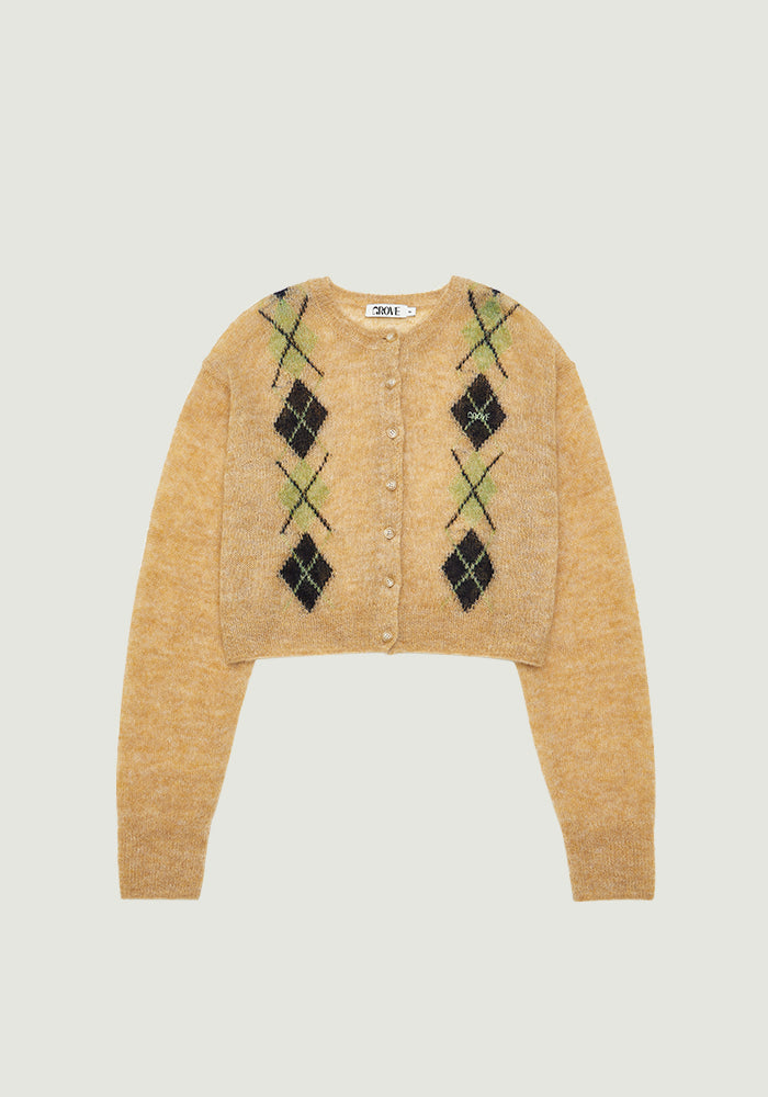 UNA ARGYLE CROP CARDIGAN