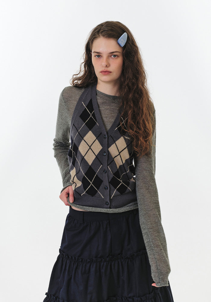 GROVE MOMO ARGYLE KNIT ニット 韓国 MOMO ARGYLE KNIT – GRVR