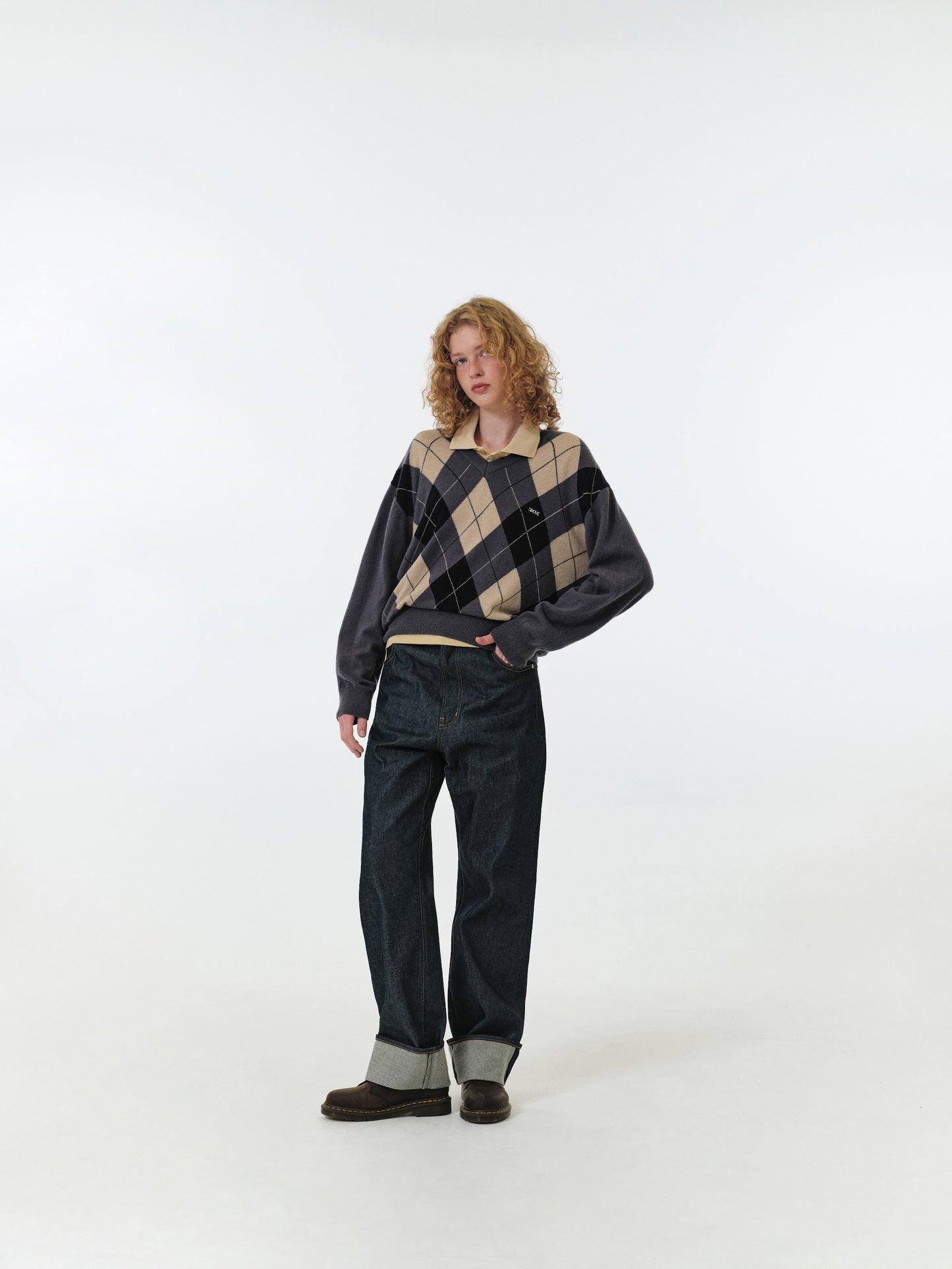 MOMO ARGYLE KNIT