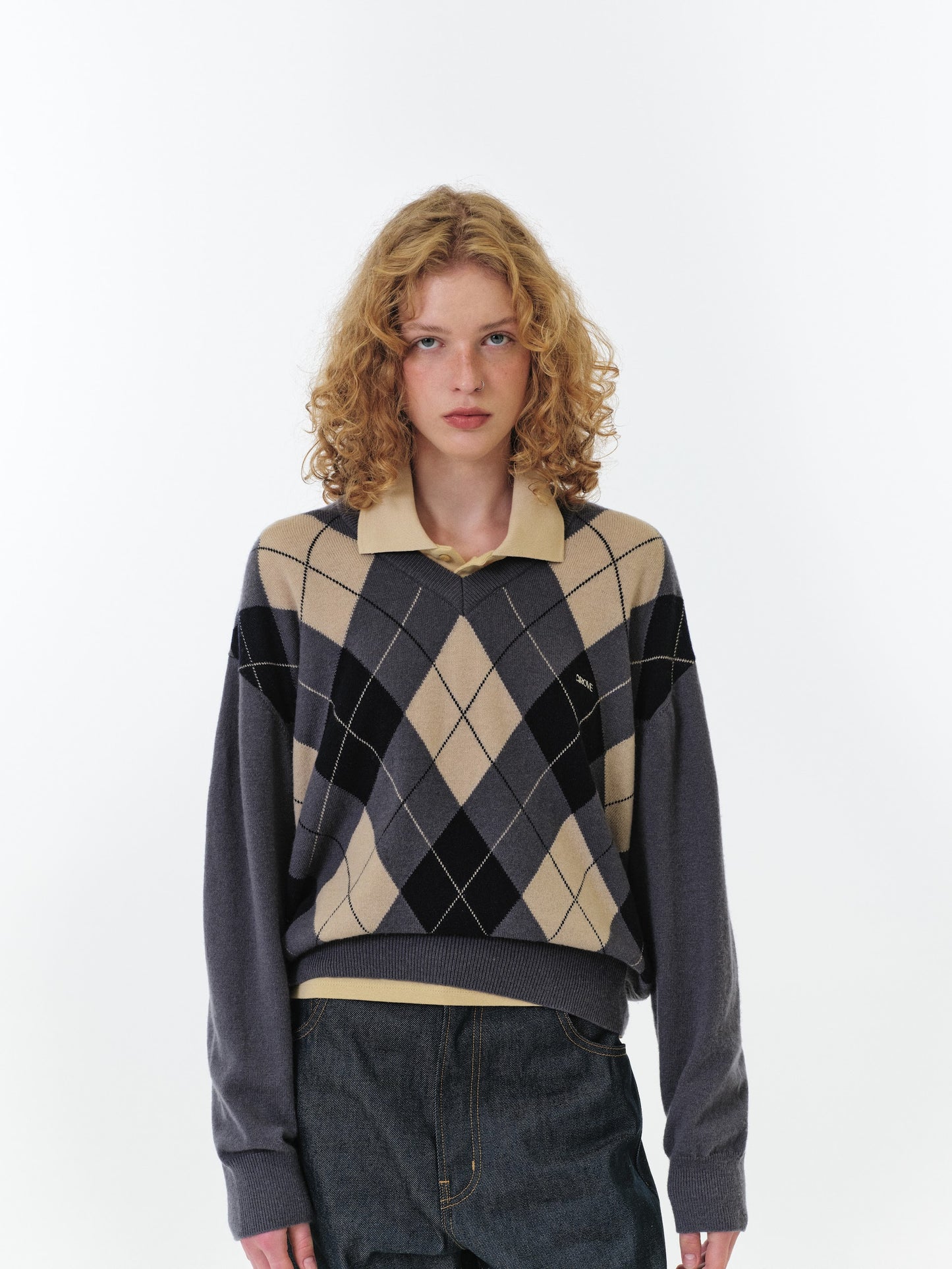MOMO ARGYLE KNIT