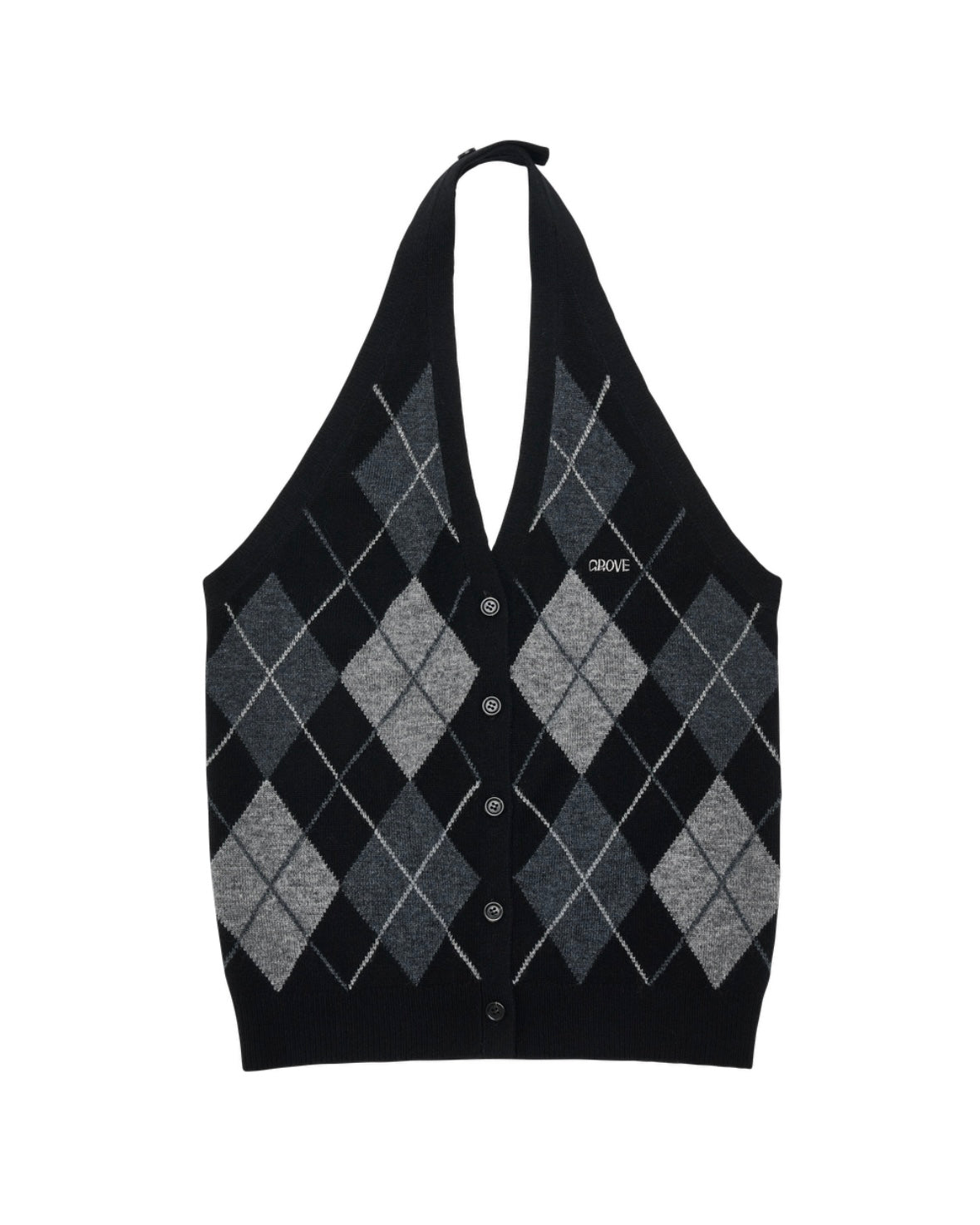 MOMO ARGYLE HALTER KNIT