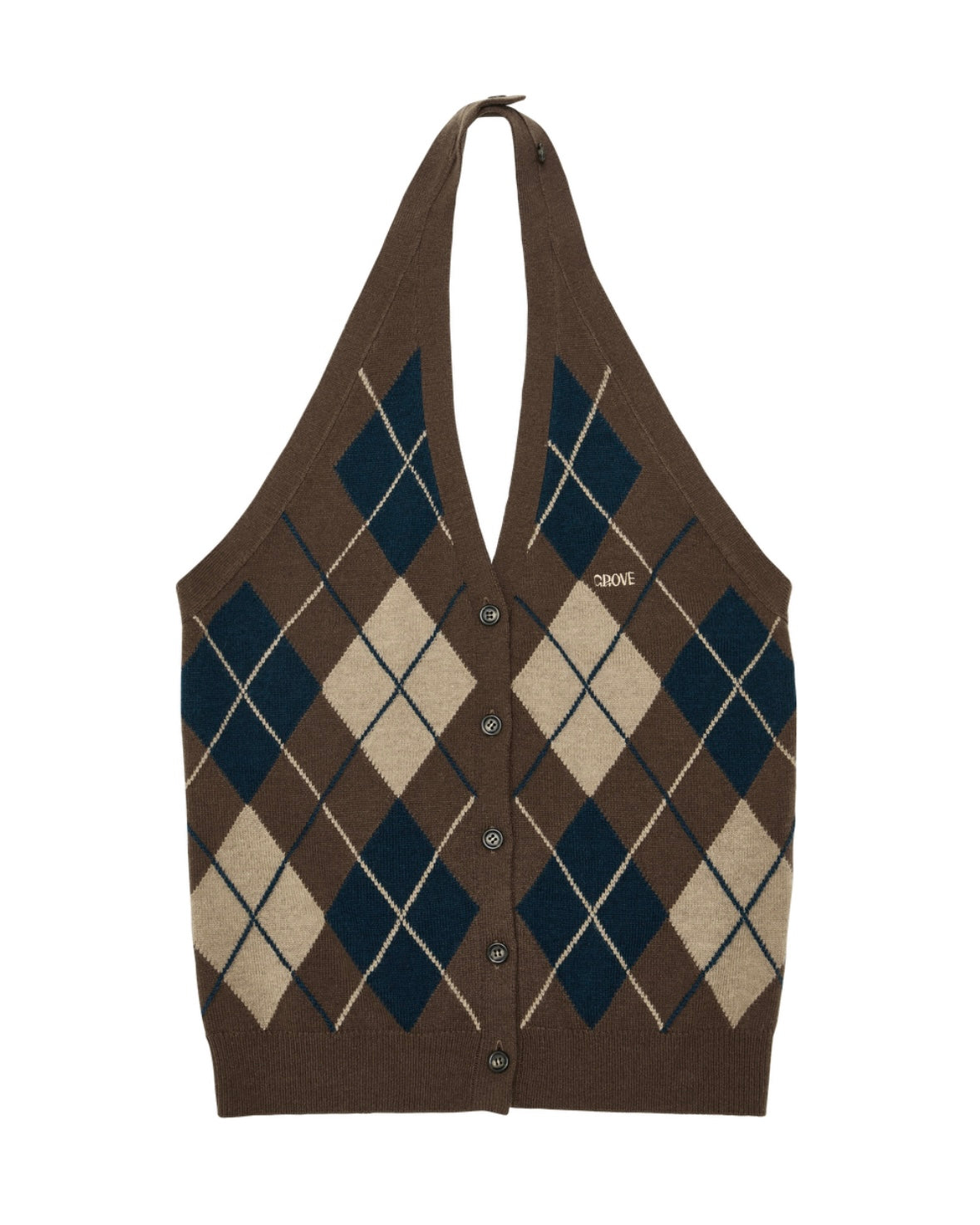 MOMO ARGYLE HALTER KNIT