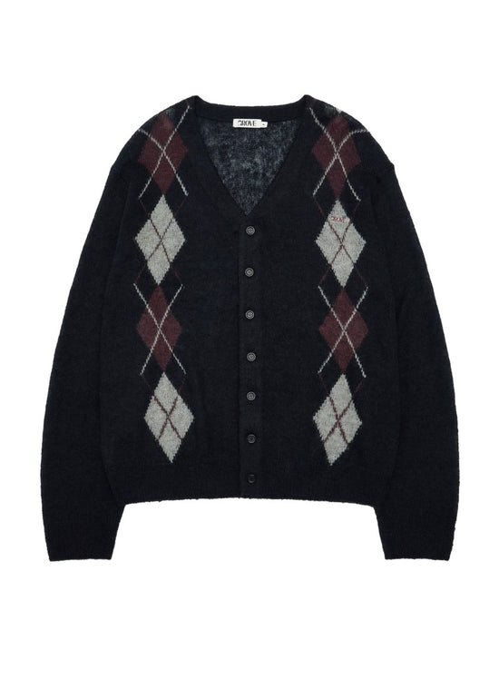 UNA ARGYLE V-NECK CARDIGAN
