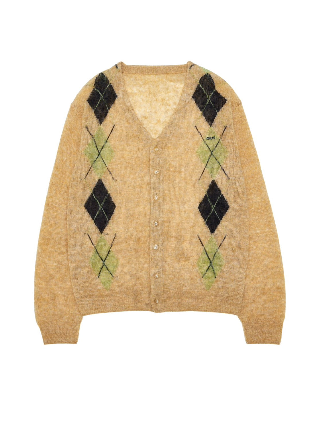 UNA ARGYLE V-NECK CARDIGAN