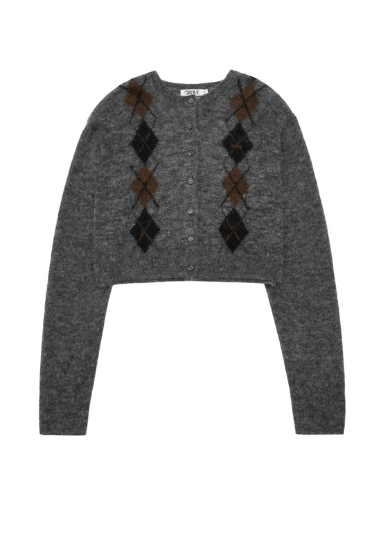 UNA ARGYLE CROP CARDIGAN