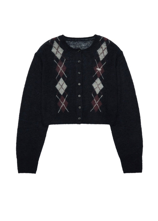 UNA ARGYLE CROP CARDIGAN