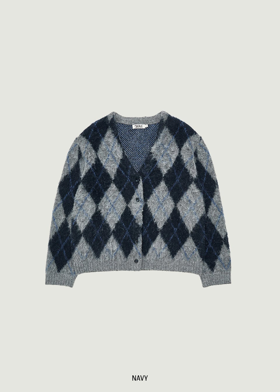 ARIA BRUSHED ARGYLE CARDIGAN (発送予定: 2025年12月中旬〜