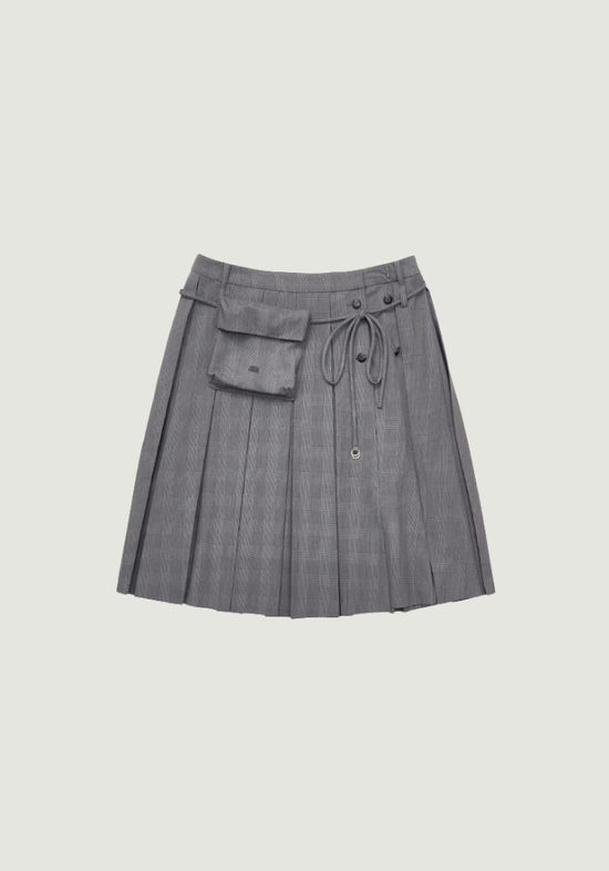 ASHA CHECK MIDI SKIRT