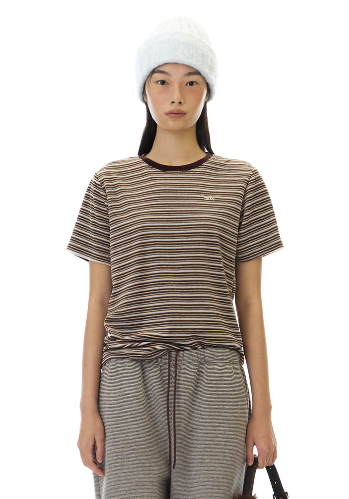 STRIPE VELVET H/S T-SHIRT