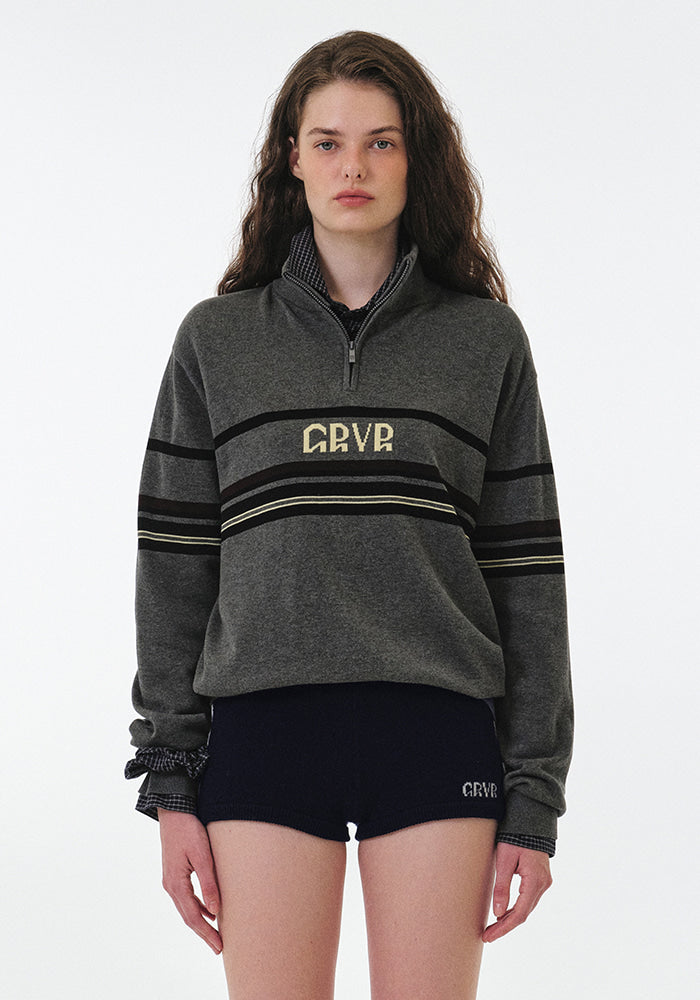GRVR KNIT HAIF ZIP-UP