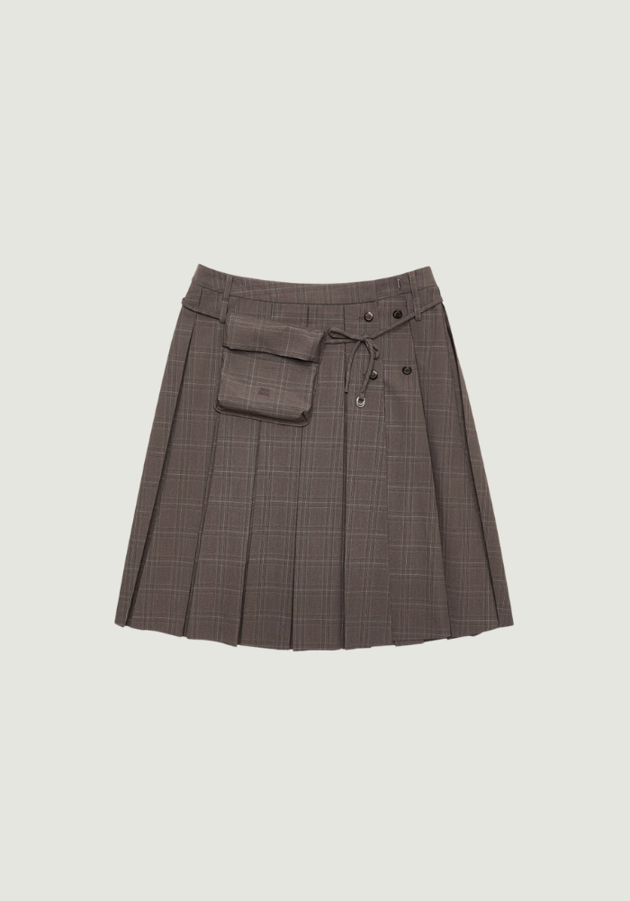 ASHA CHECK MIDI SKIRT
