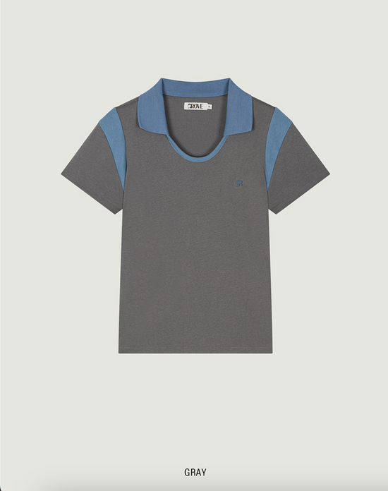 ELA U-NECK COLLAR T-SHIRT