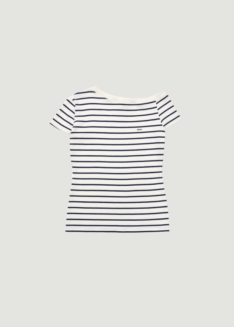 SERA STRIPE OFF-SHOULDER T-SHIRT
