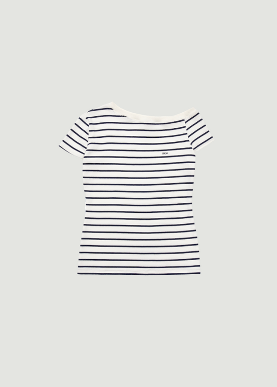 SERA STRIPE OFF-SHOULDER T-SHIRT