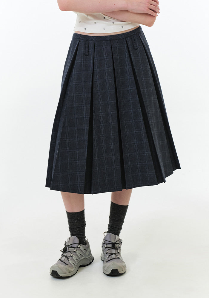 PEYTON CHECK PLEATS SKIRT