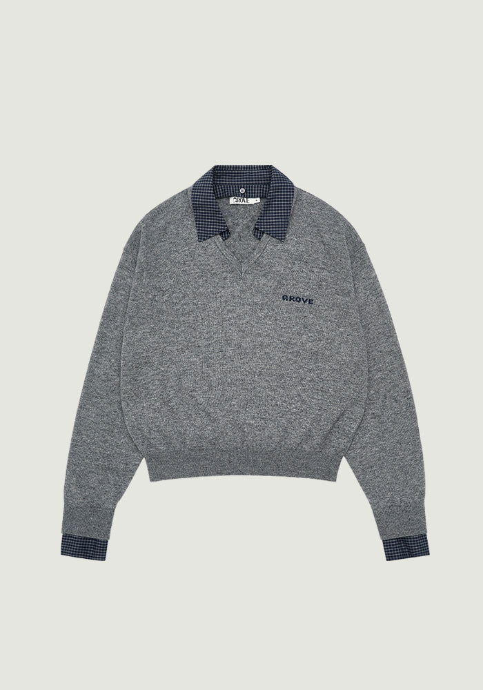 EVIE CHECK COLLAR KNIT