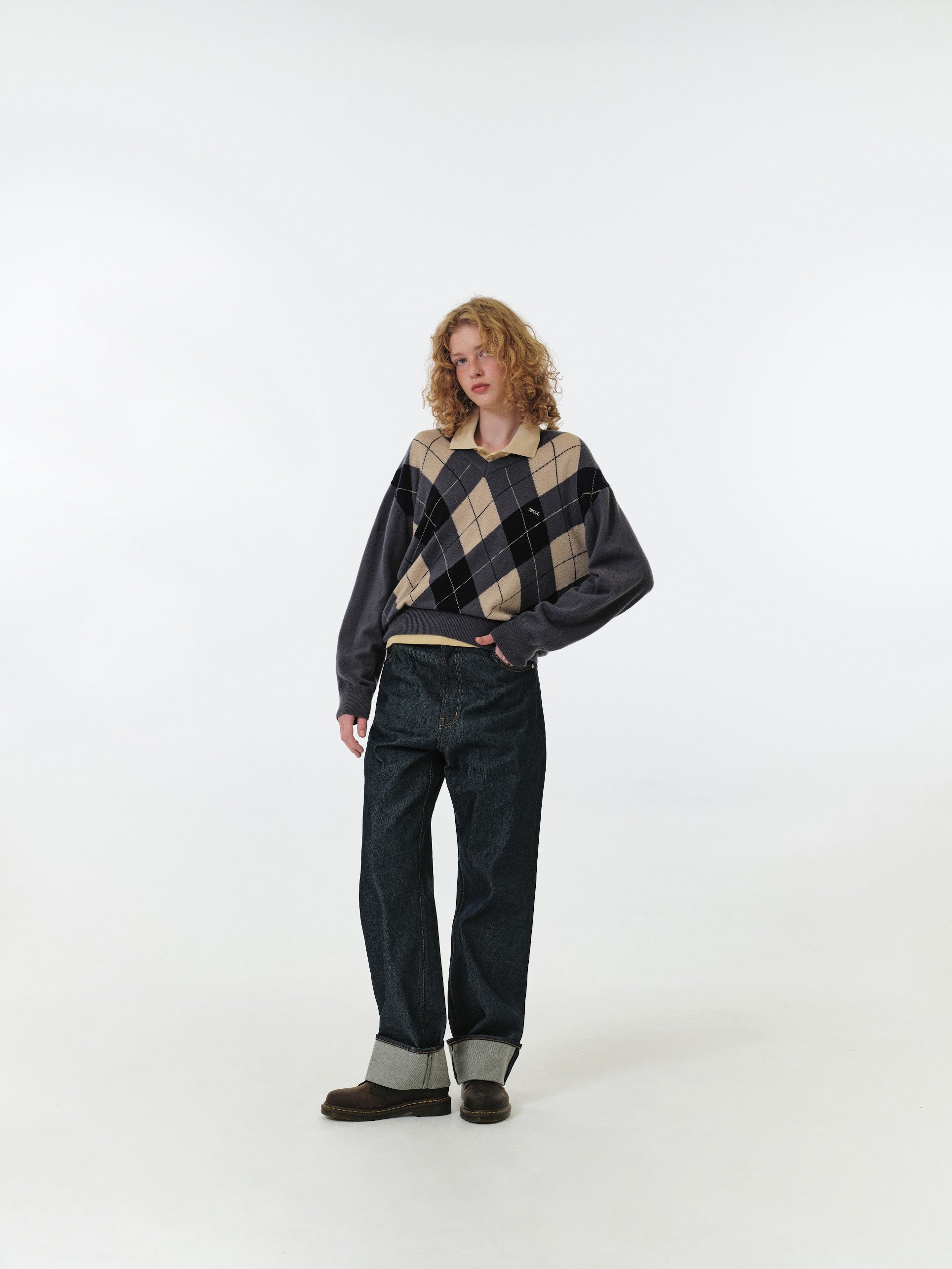 MOMO ARGYLE KNIT