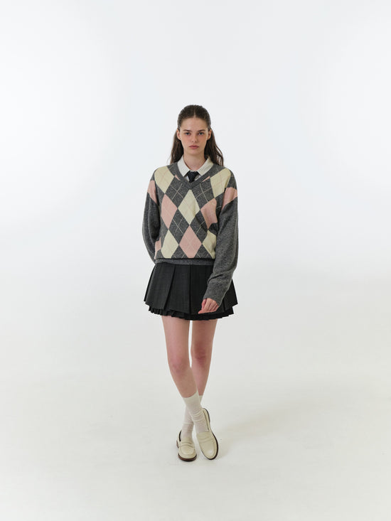 MOMO ARGYLE KNIT