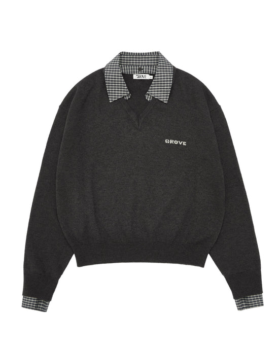 EVIE CHECK COLLAR KNIT