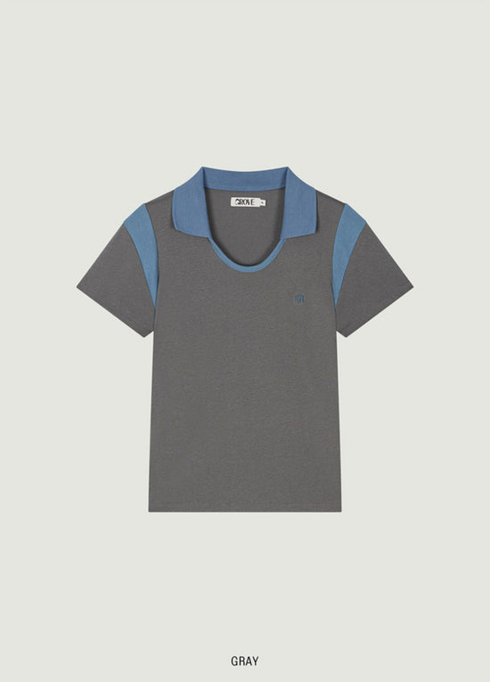 ELA U-NECK COLLAR T-SHIRT