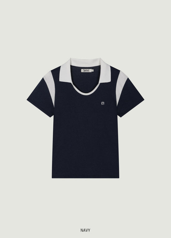 ELA U-NECK COLLAR T-SHIRT
