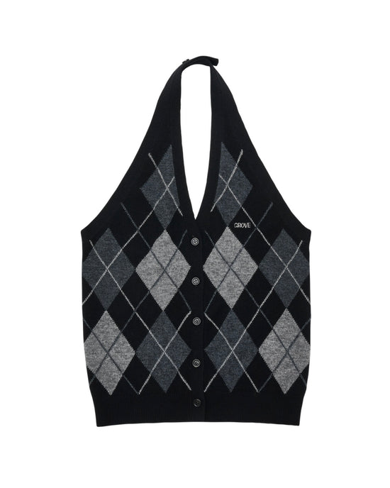 MOMO ARGYLE HALTER KNIT