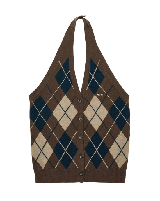 MOMO ARGYLE HALTER KNIT