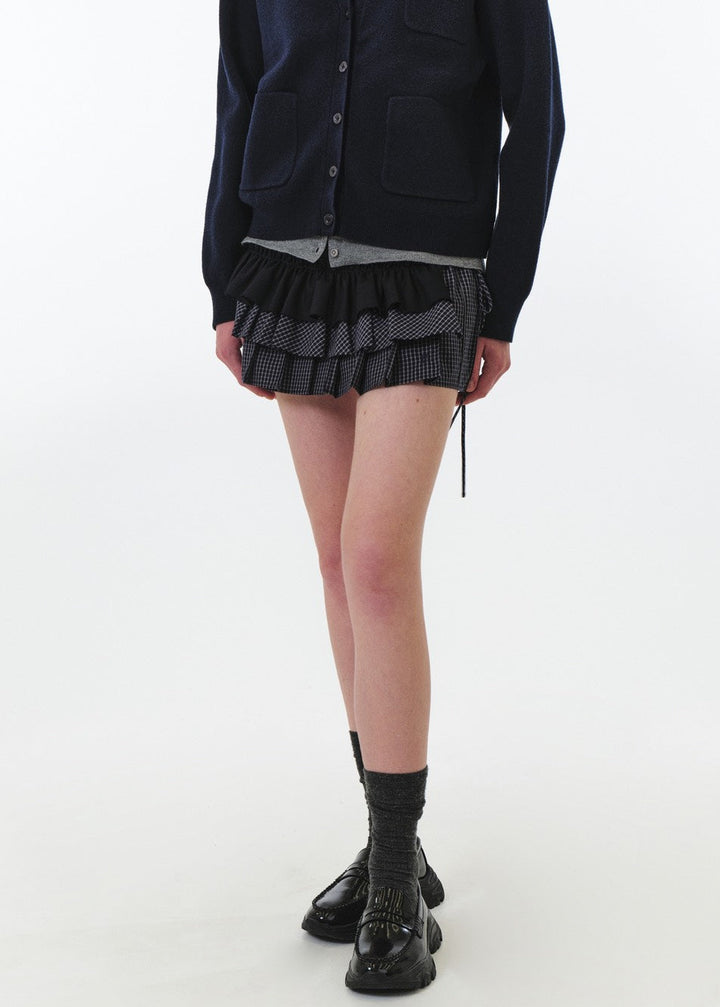 SOLENE CHECK LAYERED SKIRT