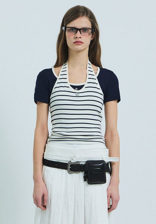 SERA STRIPE HALTER TOP