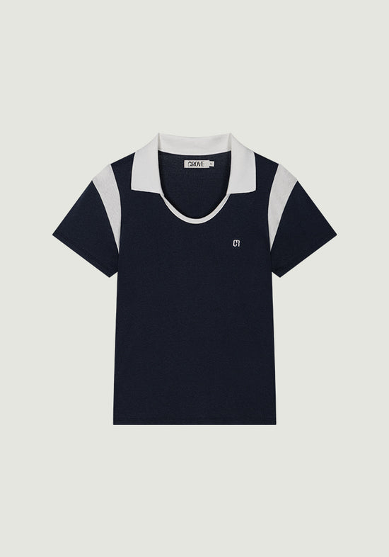 ELA U-NECK COLLAR T-SHIRT