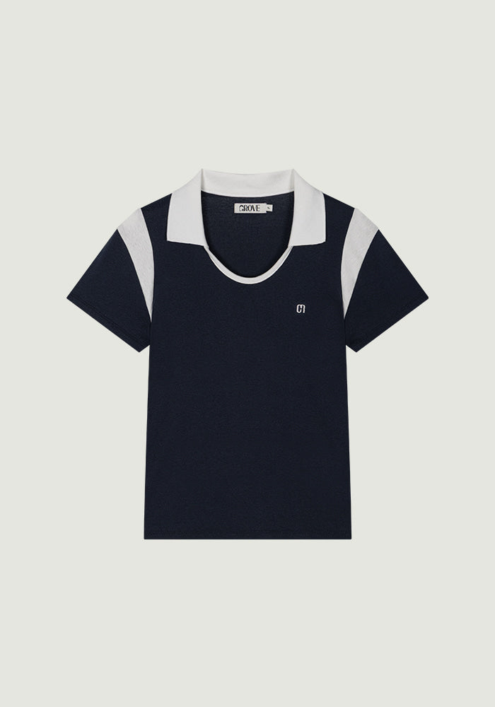 ELA U-NECK COLLAR T-SHIRT