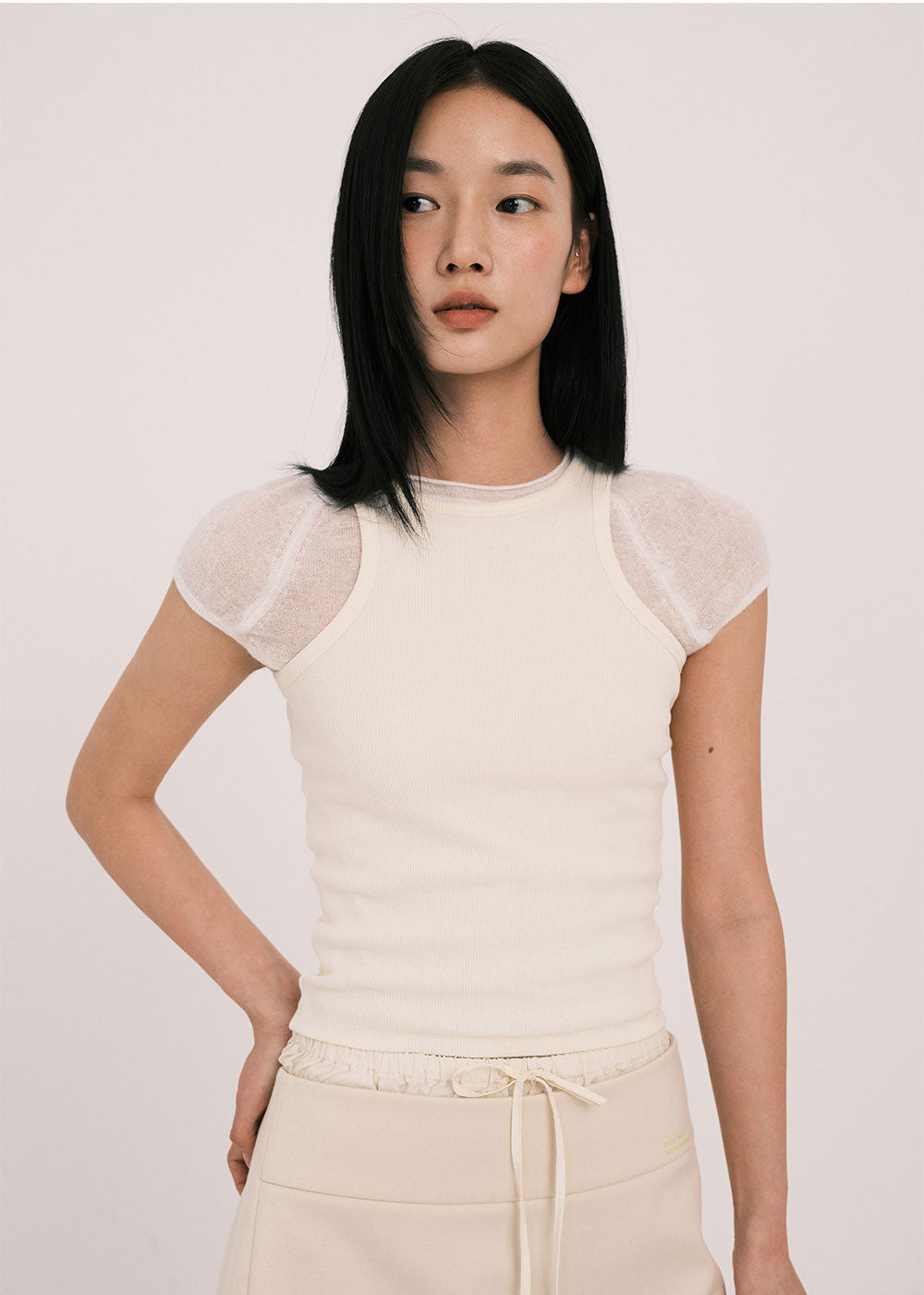 GRVB_25SS RIB HALTER-NECK SLEEVELESS