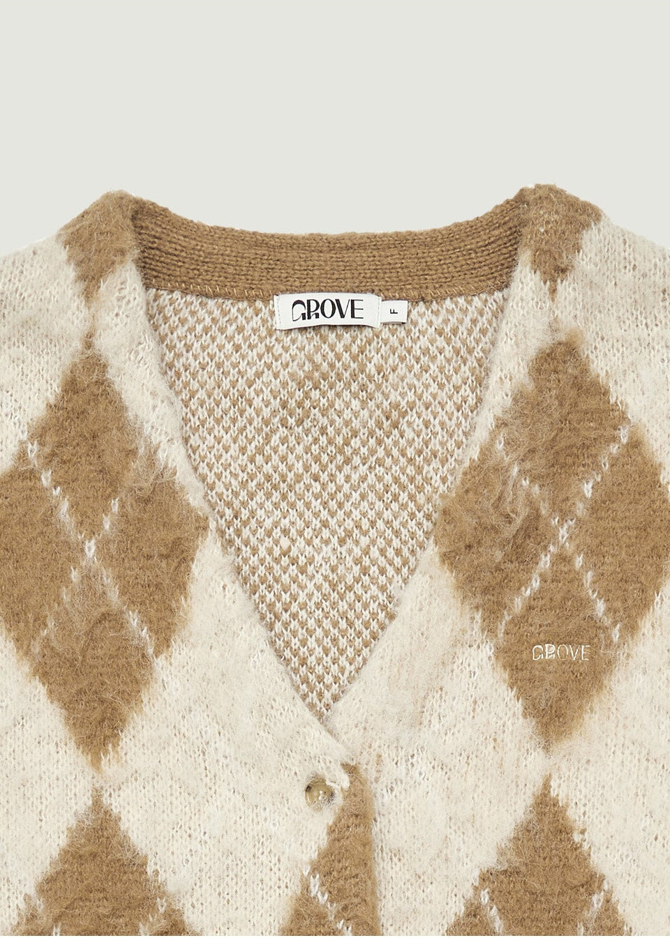 ARIA BRUSHED ARGYLE CARDIGAN (発送予定: 2025年12月中旬〜