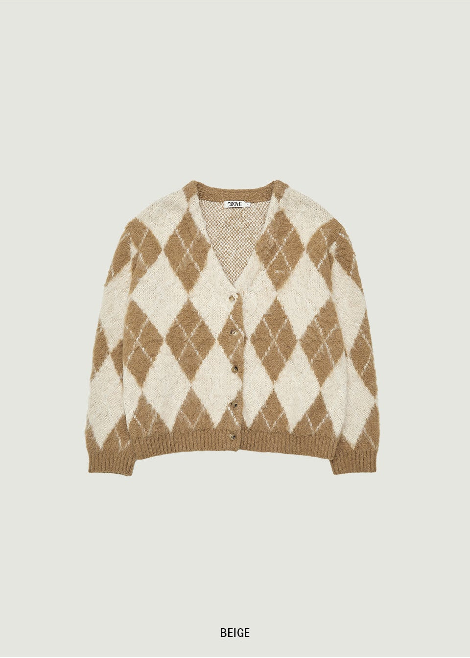 ARIA BRUSHED ARGYLE CARDIGAN (発送予定: 2025年12月中旬〜