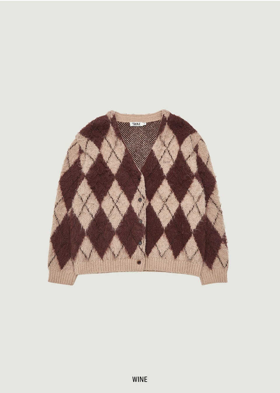ARIA BRUSHED ARGYLE CARDIGAN (発送予定: 2025年12月中旬〜