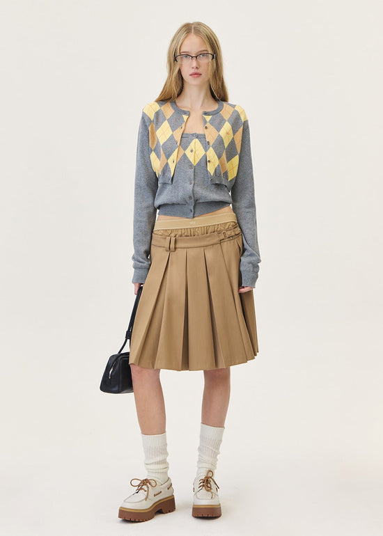 VENI ARGYLE CROP CARDIGAN