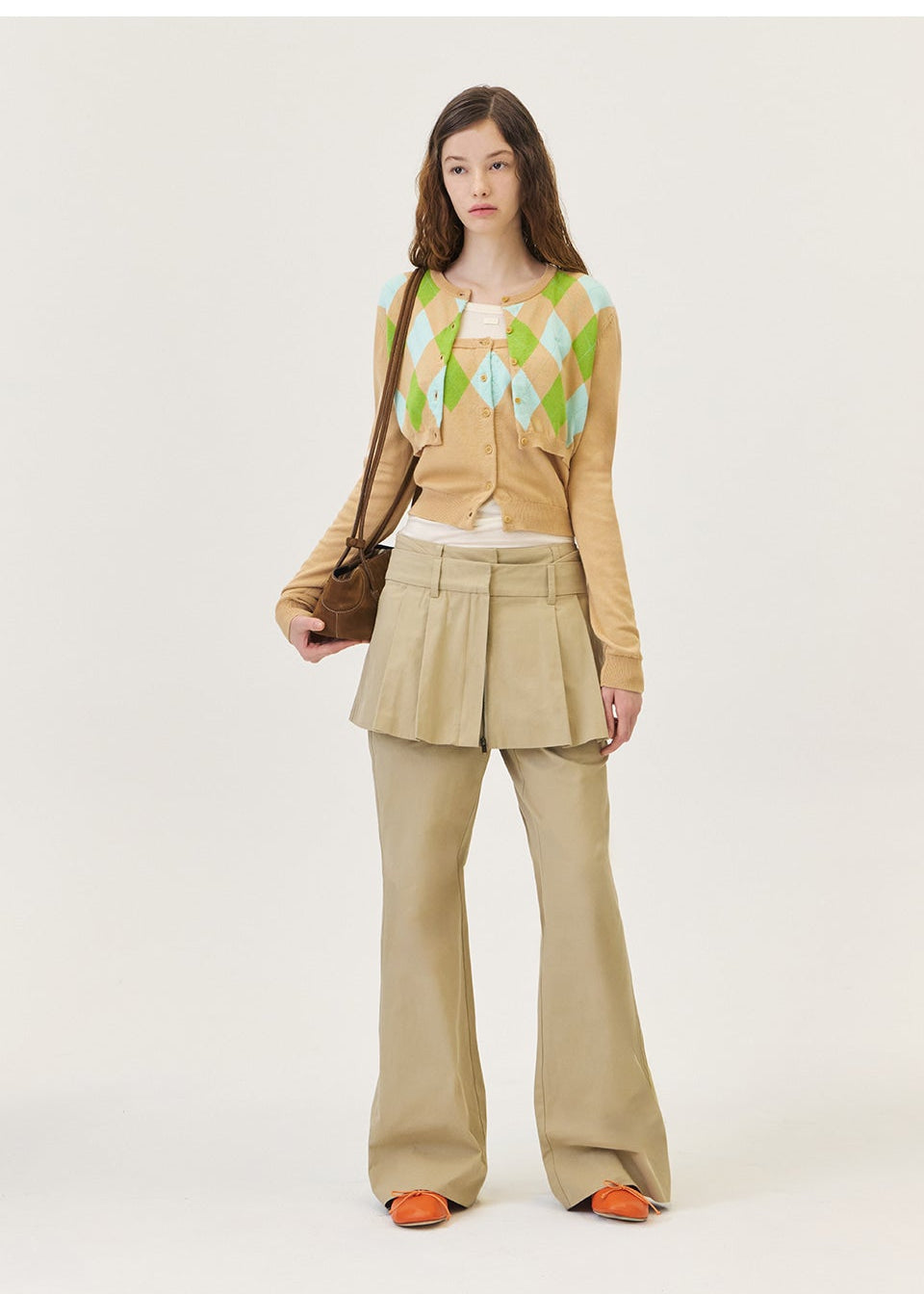 VENI ARGYLE CROP CARDIGAN