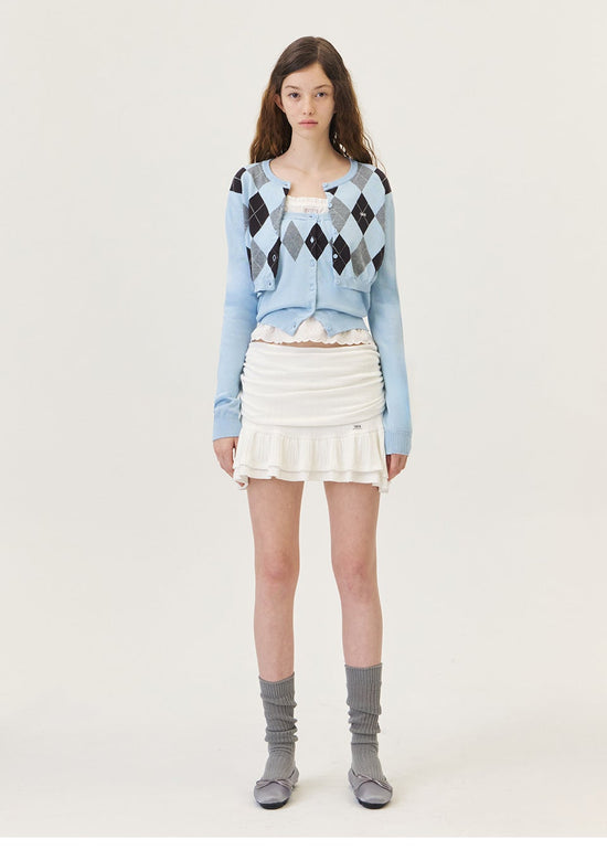 VENI ARGYLE CROP CARDIGAN