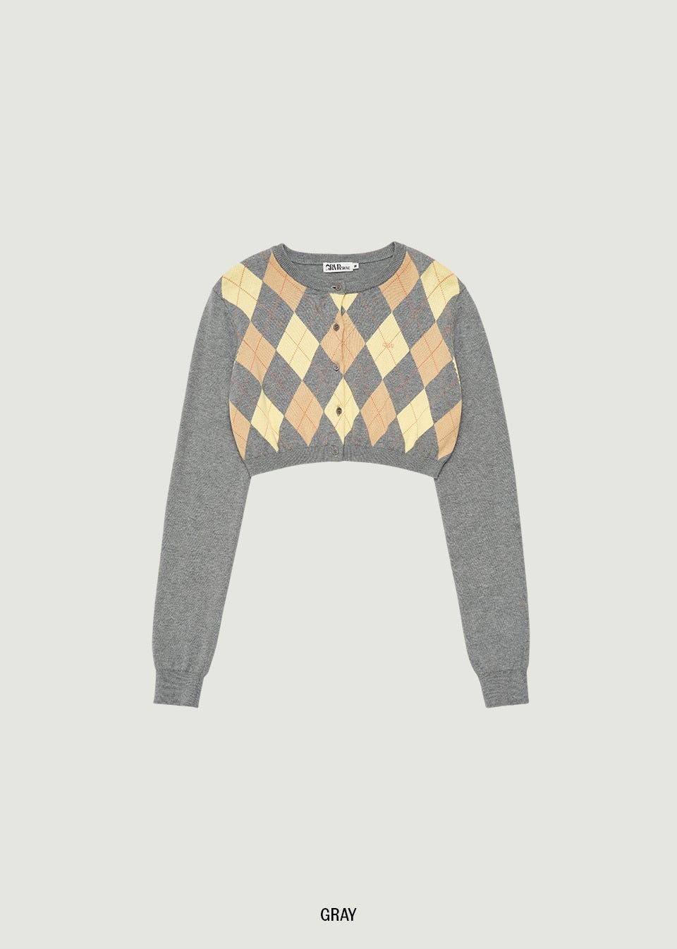 VENI ARGYLE CROP CARDIGAN