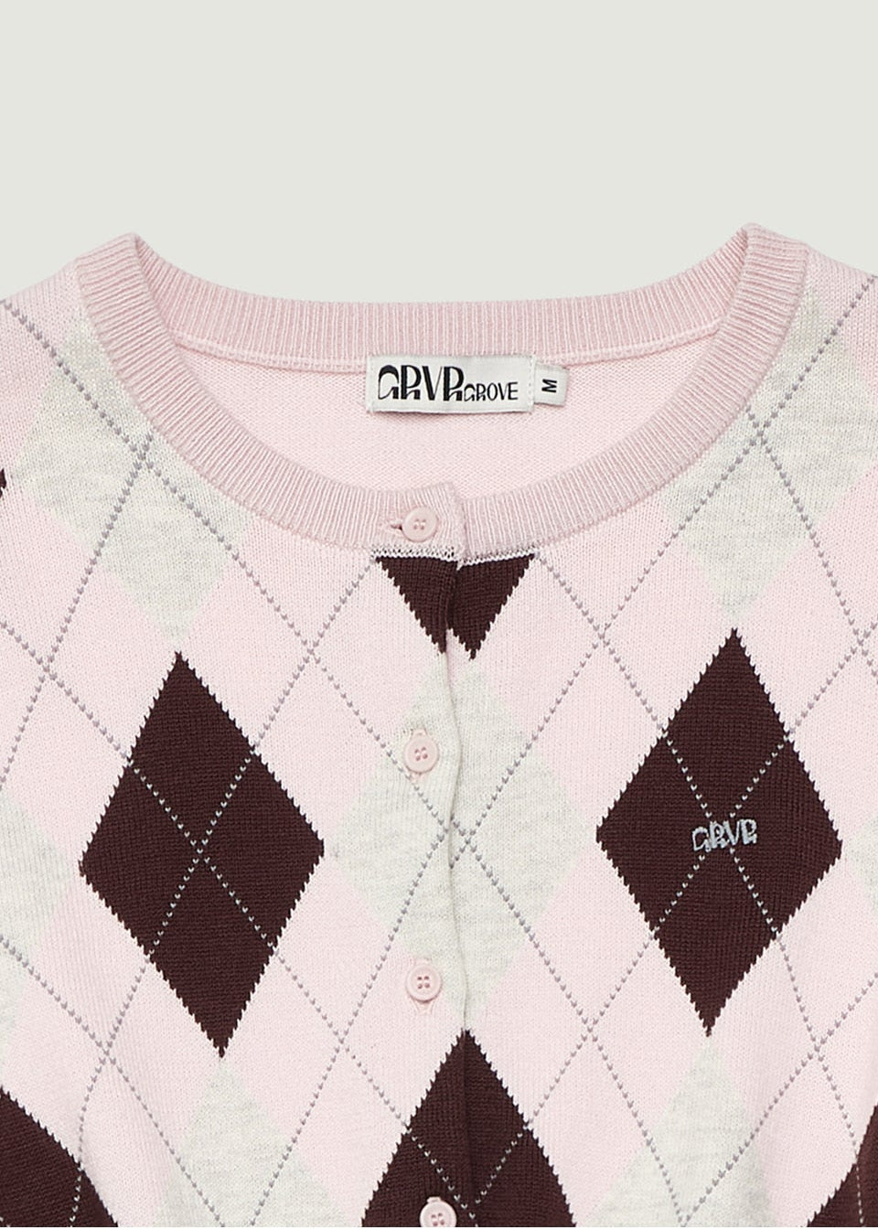 VENI ARGYLE CROP CARDIGAN