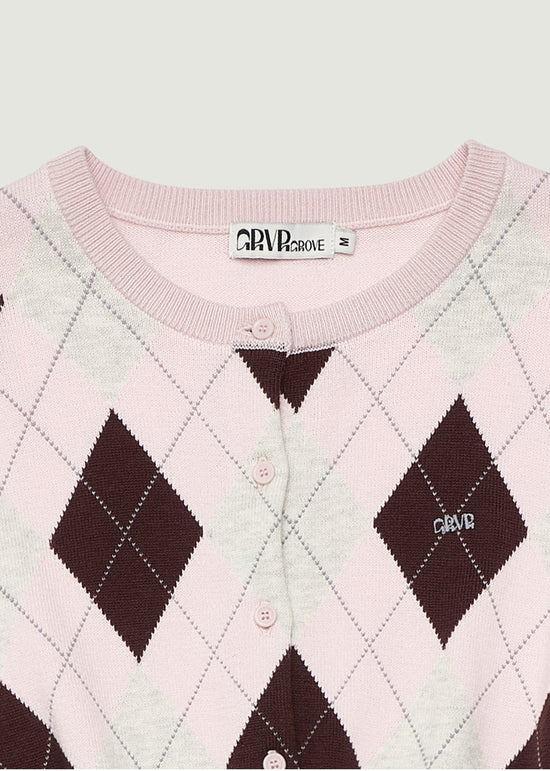 VENI ARGYLE CROP CARDIGAN