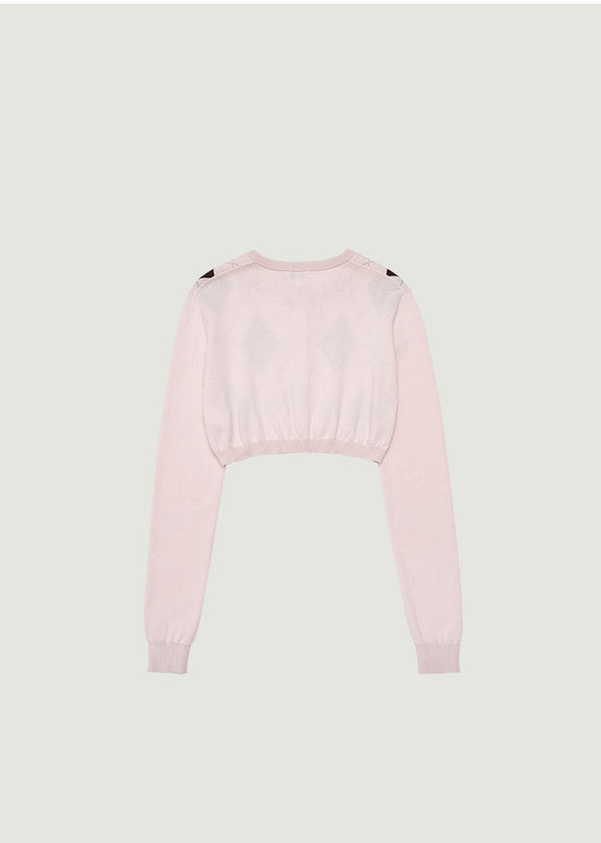 VENI ARGYLE CROP CARDIGAN
