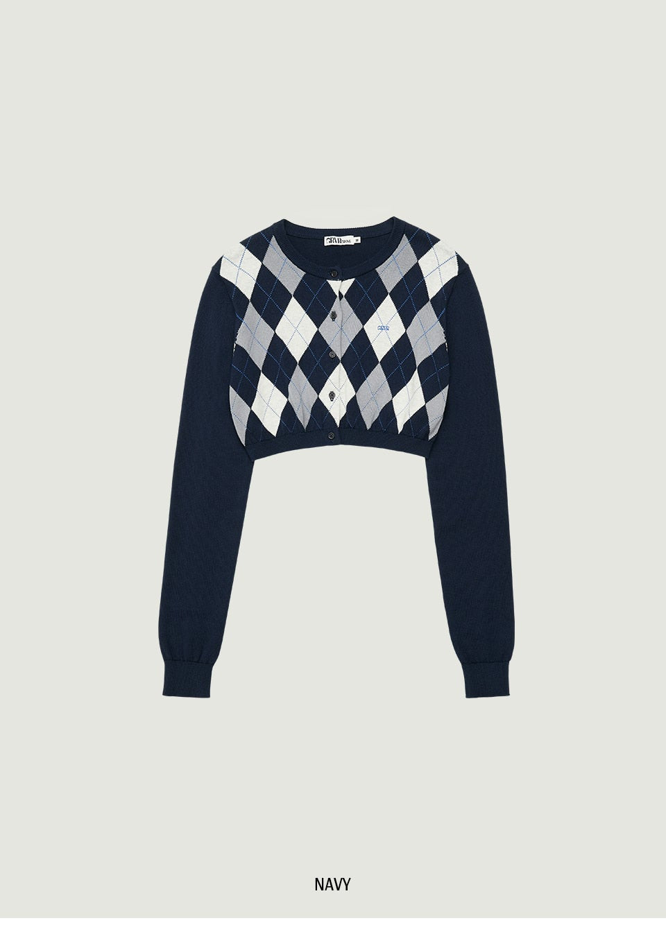 VENI ARGYLE CROP CARDIGAN
