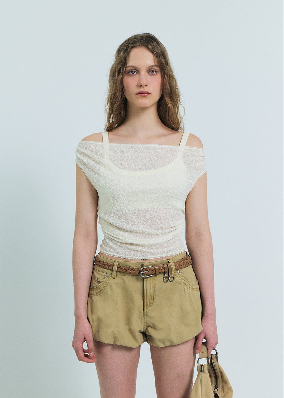 CLOUD LACE OFF-SHOULDER T-SHIRT
