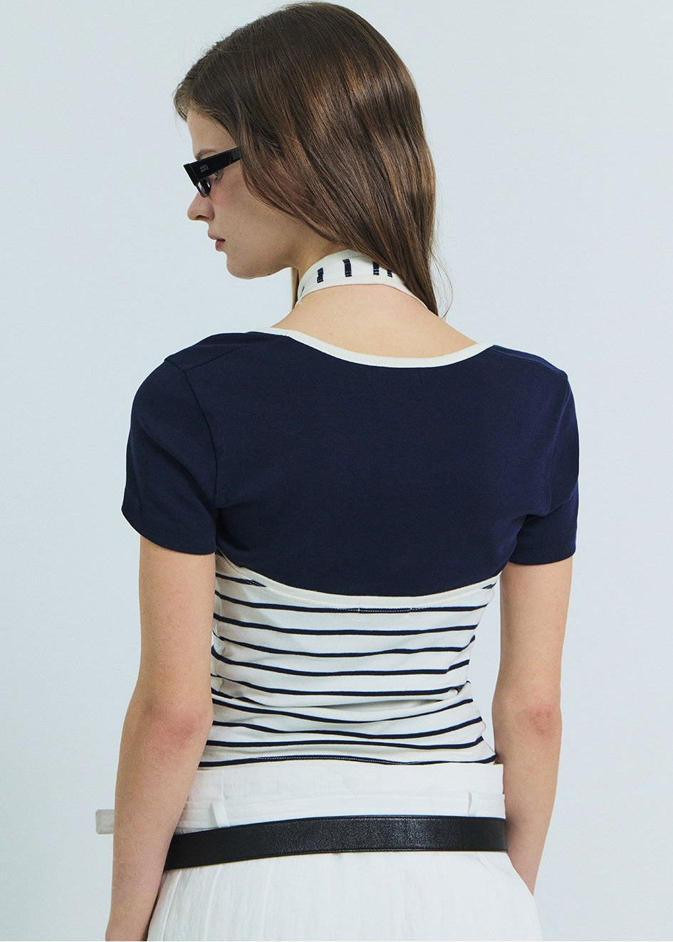 SERA STRIPE HALTER TOP