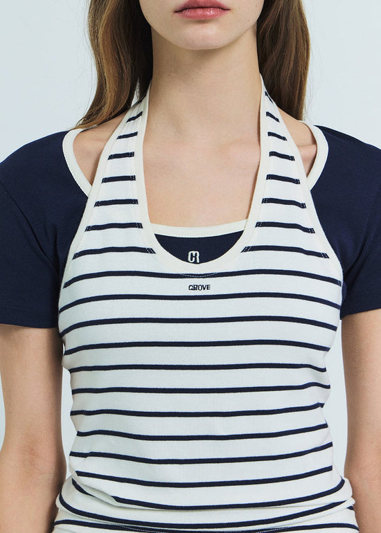 SERA STRIPE HALTER TOP