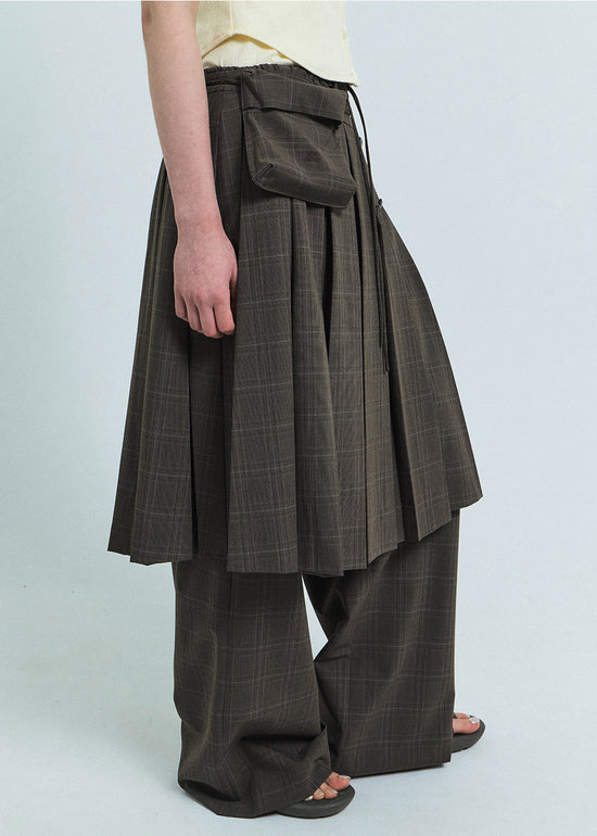 ASHA CHECK MIDI SKIRT