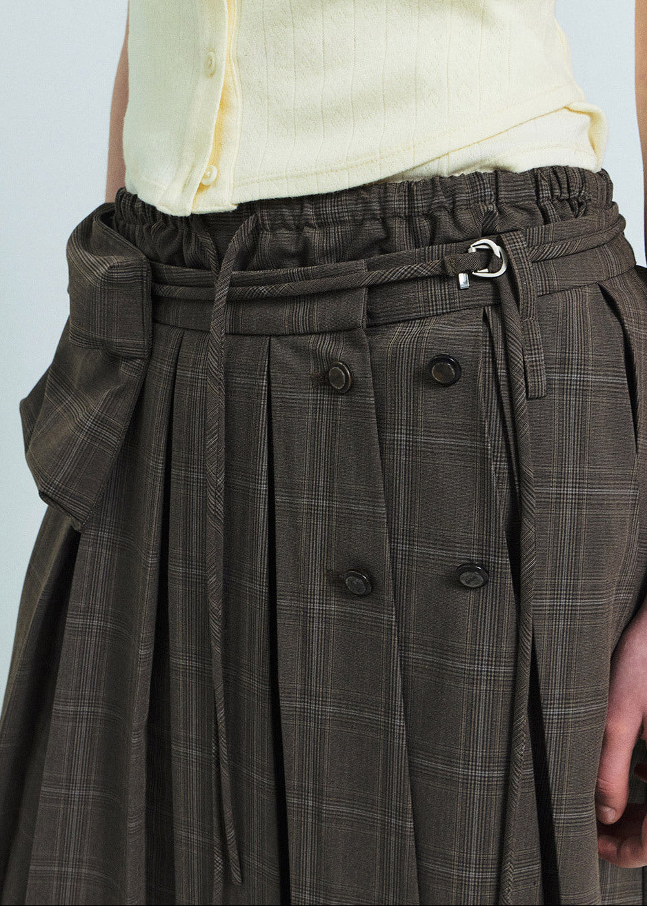 ASHA CHECK MIDI SKIRT