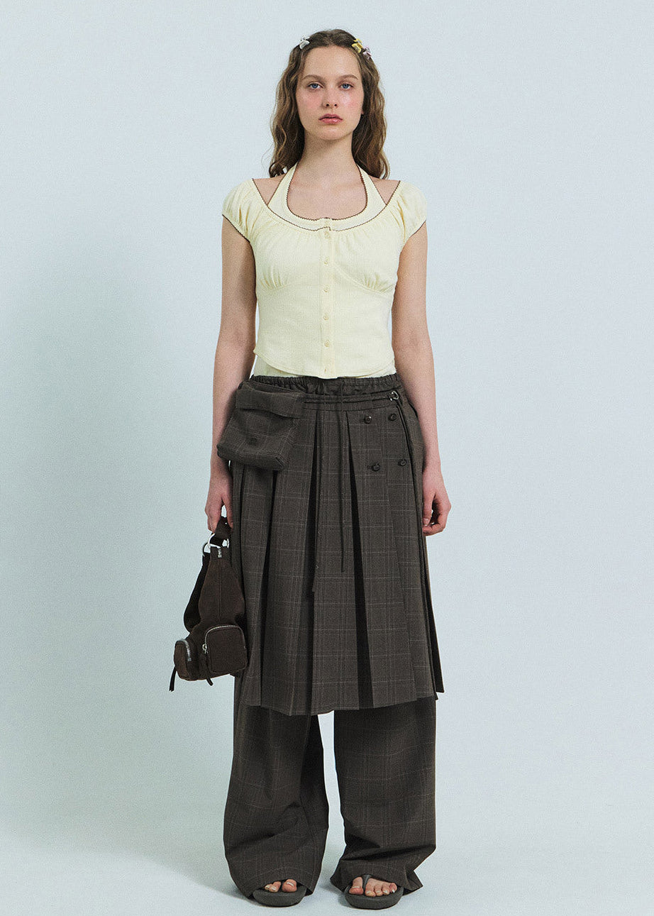 ASHA CHECK MIDI SKIRT
